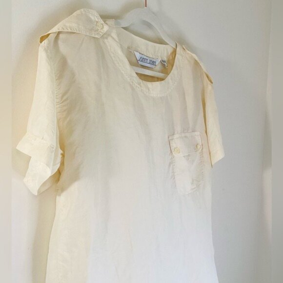 Sunny Leigh Vintage 100% Silk Short Sleeve Loose-fit Blouse With Pocket - Picture 4 of 6